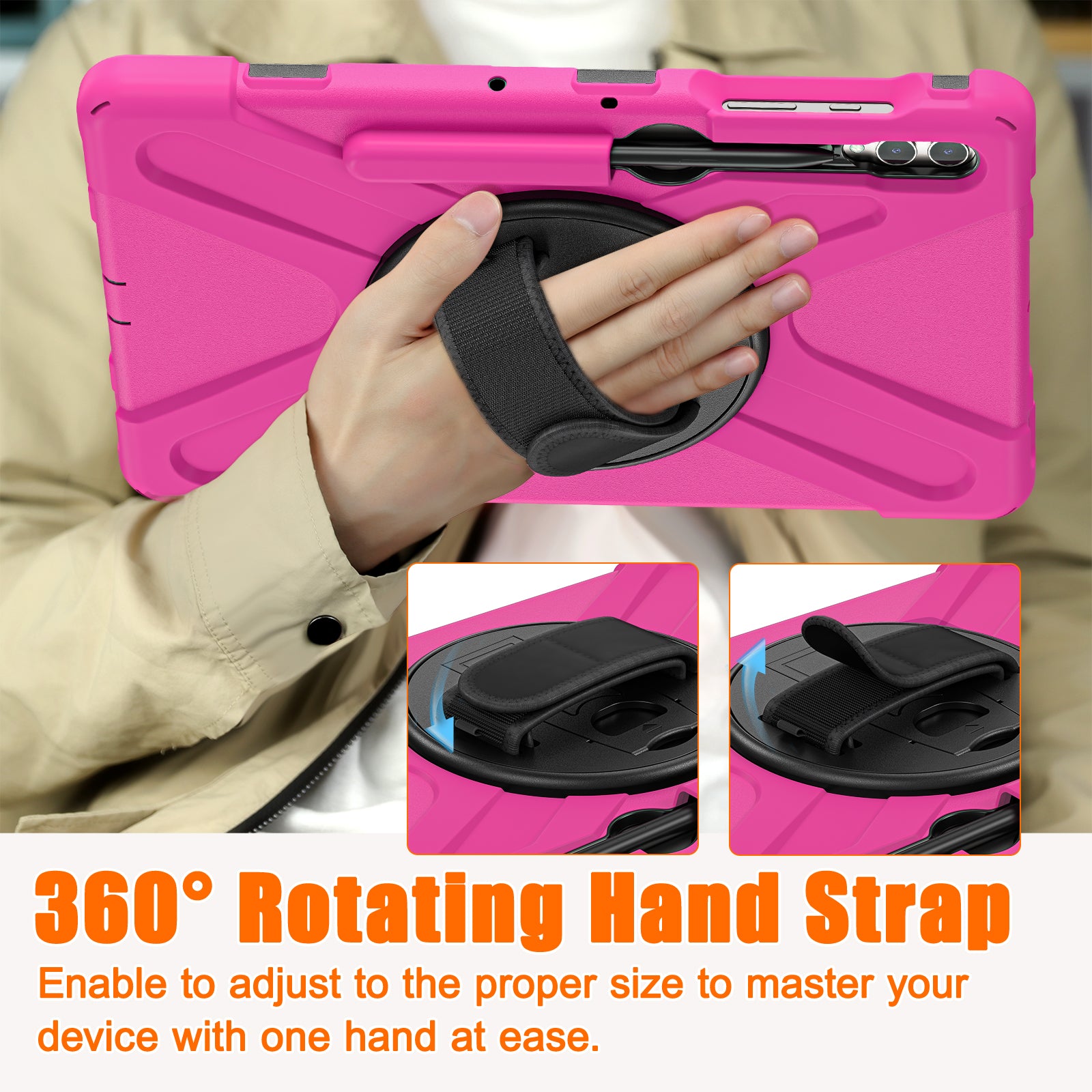 Case for Samsung Galaxy Tab S9 FE+ / S9+ / S8+ / S7+ / S7 FE T730 T735 T736B T736N Tablet Cover with Shoulder Strap - Rose Case for Samsung Galaxy Tab S9 FE+ / S9+ / S8+ / S7+ / S7 FE T730 T735 T736B T736N Tablet Cover with Shoulder Strap - Rose